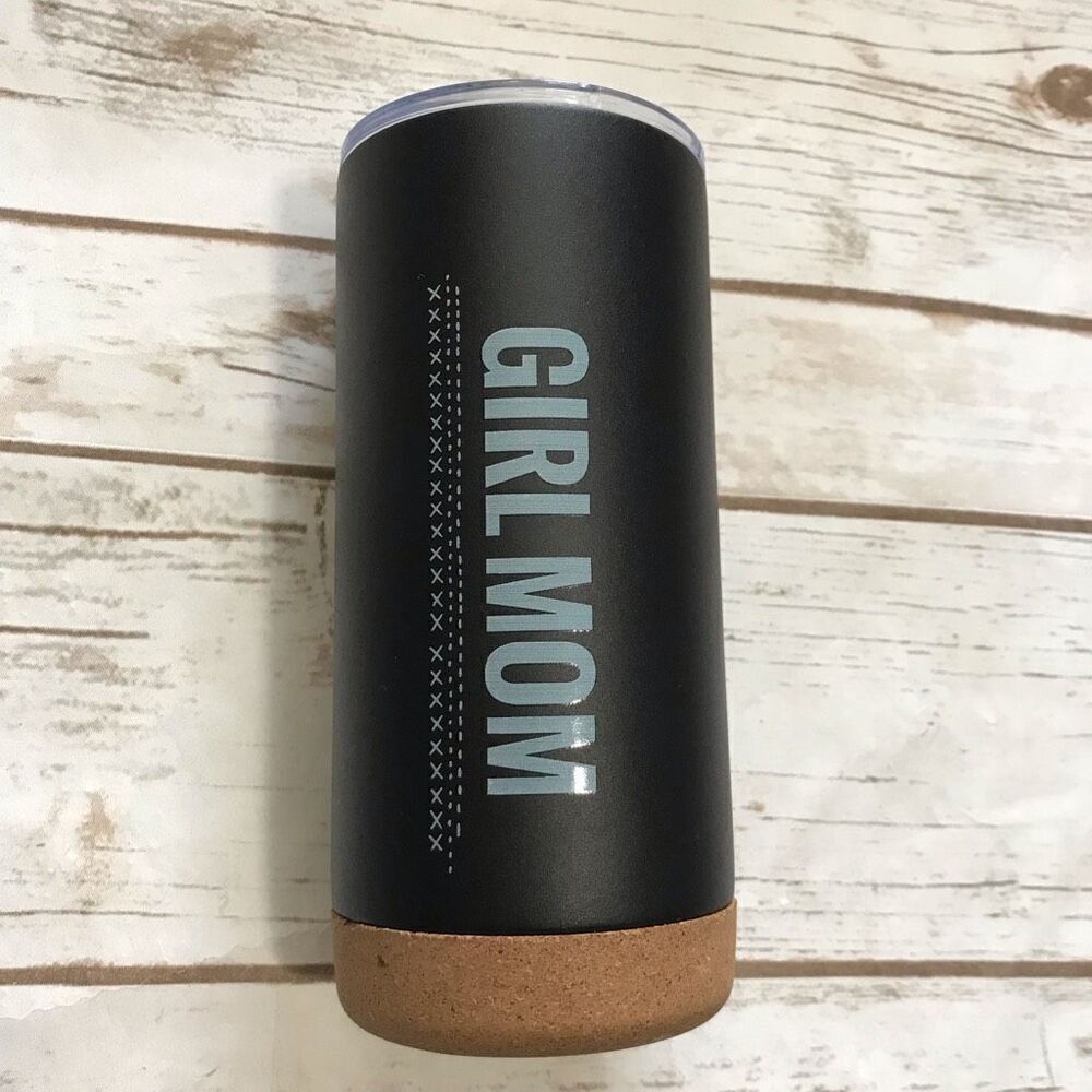 Demdaco Girl Mom Matte Black 17 ounce Stainless Steel Cork Bottom Travel Coffee - Picture 2 of 8